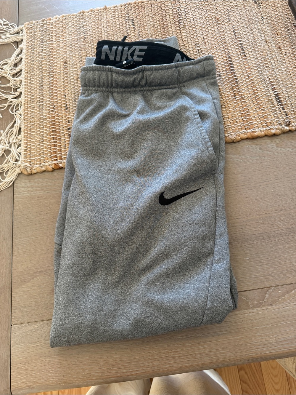 Nike Gray Kids Sweatpants with Black Swoosh